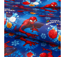 Бумага упаковочная глянцевая "С Новым Годом" Человек-паук 70*100см