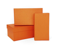 Набор коробок прямоугольник 3в1 150*95*60 тиснение бумага микровельвет оранжевый